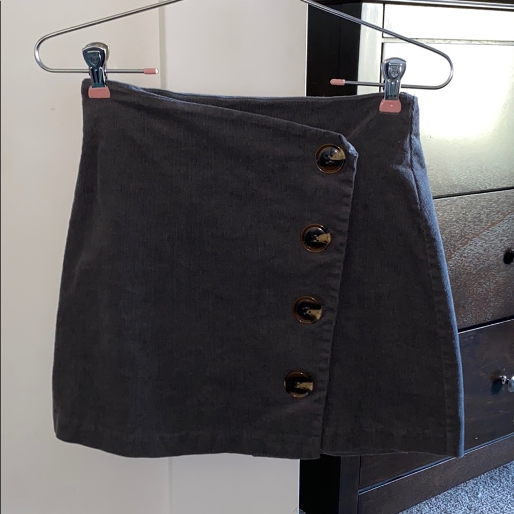 Grey Corduroy Mini Skirt
